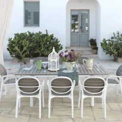 Palma Fauteuil de jardin en polypropylène coloris blanc et taupe