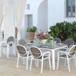 Palma Fauteuil de jardin en polypropylène coloris blanc et taupe