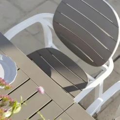 Palma Fauteuil de jardin en polypropylène coloris blanc et taupe