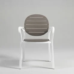 Palma Fauteuil de jardin en polypropylène coloris blanc et taupe