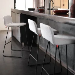 Pamp Mobitec ® Tabouret snack design en tissu avec dossier bas et pieds en métal