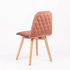 Pandora diamant Chaise scandinave en tissu dos matelassé pieds bois