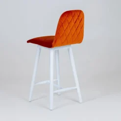Pandora diamant Tabouret snack dos matelassé en tissu et pieds en bois