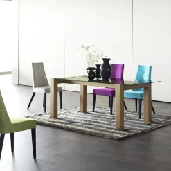 Park Chaise contemporaine en tissu et pieds bois