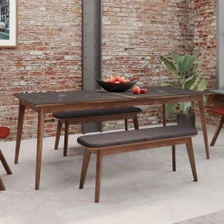 Paul Table à manger scandinave en bois et céramique