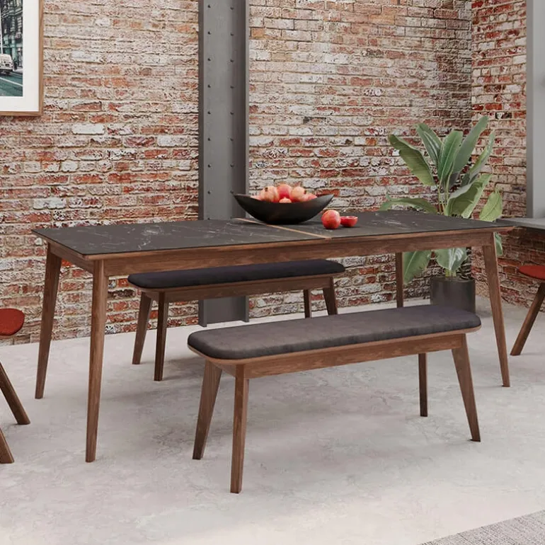 Paul Table à manger scandinave en bois et céramique