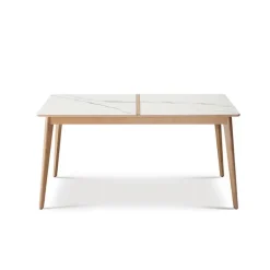 Paul Table à manger scandinave en bois et céramique