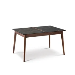 Paul Table à manger scandinave en bois et céramique