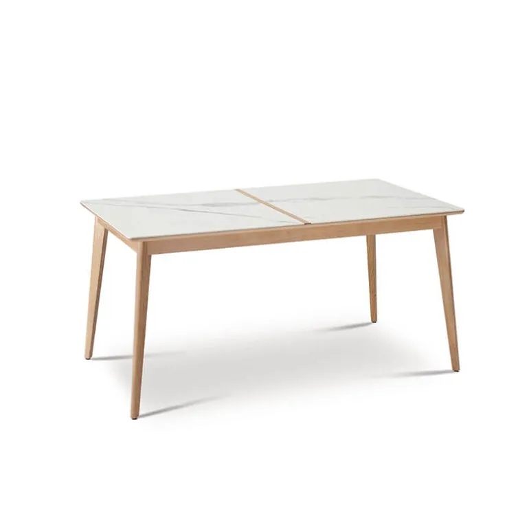 Paul Table à manger scandinave en bois et céramique