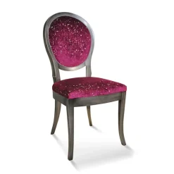 Pauline Chaise médaillon en bois massif et tissu fabrication française