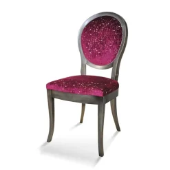 Pauline Chaise médaillon en bois massif et tissu fabrication française