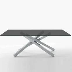Péchino Midj® Table design en verre trempé et piétement mikado en métal
