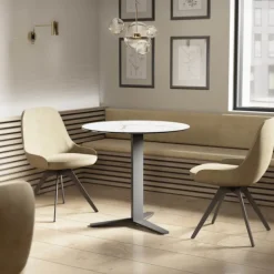 Peliccan Table ronde petit espace en céramique et métal