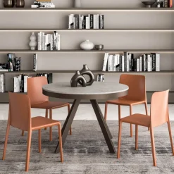 PetaloTable ronde design extensible avec pieds en métal