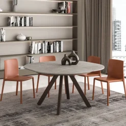 PetaloTable ronde design extensible avec pieds en métal