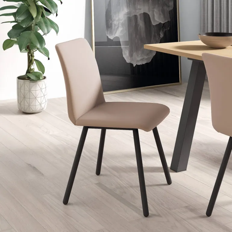 Pisa Chaise de salle à manger moderne en métal et simili