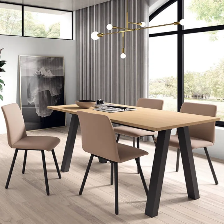 Pisa Chaise de salle à manger moderne en métal et simili