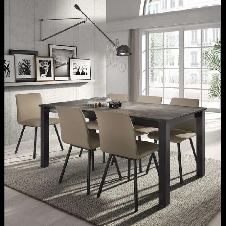 Pisa Chaise de salle à manger moderne en métal et simili