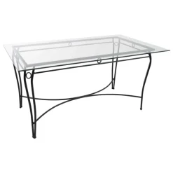 Pisa Table d'extérieur provençale en verre trempé et acier