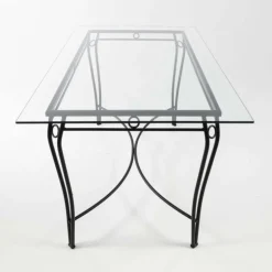 Pisa Table d'extérieur provençale en verre trempé et acier