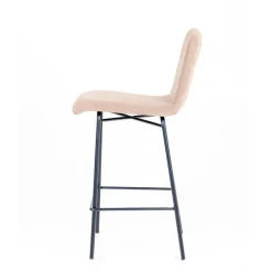 Plaza diamant Tabouret snack avec dos matelassé en tissu pieds en métal