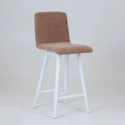 Plaza diamant Tabouret snack avec dos matelassé en tissu et pieds en bois