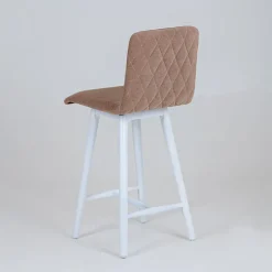 Plaza diamant Tabouret snack avec dos matelassé en tissu et pieds en bois