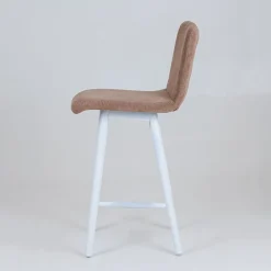 Plaza diamant Tabouret snack avec dos matelassé en tissu et pieds en bois