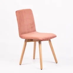 Plaza line Chaise en tissu avec dos matelassé et pieds en bois