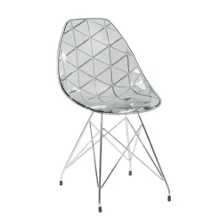 Prisma Chaise design coque transparente avec pieds eiffel en métal noir