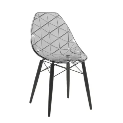 Prisma Chaise scandinave transparente avec pieds en bois