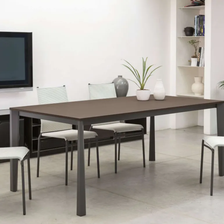 Prisma Ingenia by Bontempi® Table moderne extensible en mélaminé et acier laqué
