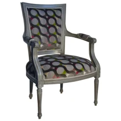 Quentin Fauteuil cabriolet Louis 16 fabrication française en tissu et bois massif