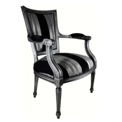 Quentin Fauteuil cabriolet Louis 16 fabrication française en tissu et bois massif