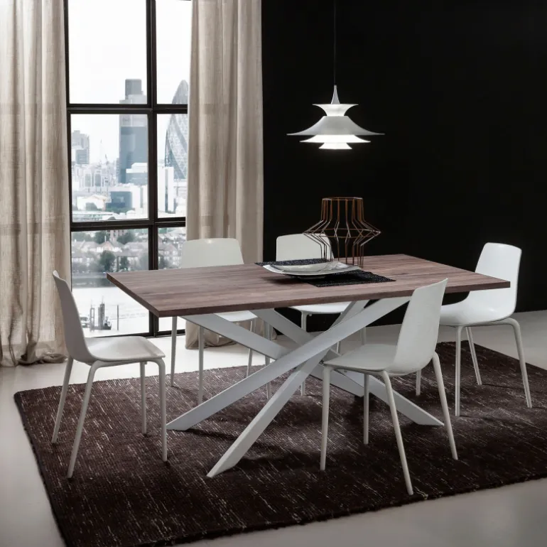 Renzo Table de salle à manger design extensible en stratifié