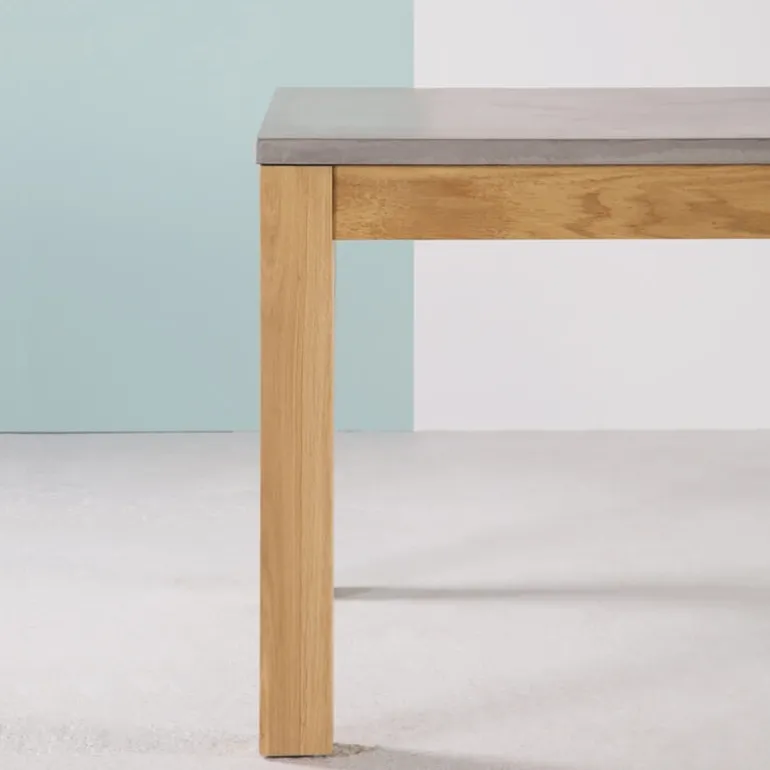 Repas Table française extensible en béton ciré et bois massif