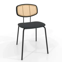 Ritmo Chaise rétro avec dossier en cannage rotin et assise en simili
