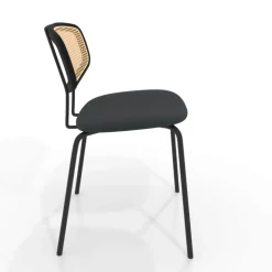 Ritmo Chaise rétro avec dossier en cannage rotin et assise en simili