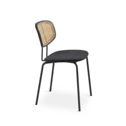 Ritmo Chaise vintage dossier en cannage rotin et assise tissu