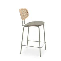 Ritmo Tabouret snack vintage dossier en cannage avec assise tissu