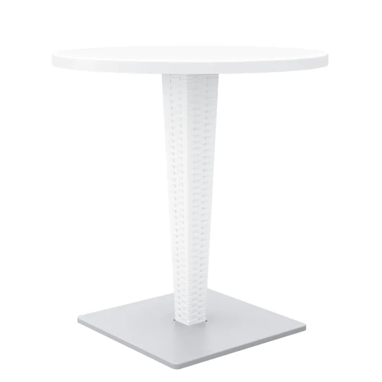 Riva Table de jardin ronde en résine tressée et plateau werzalit