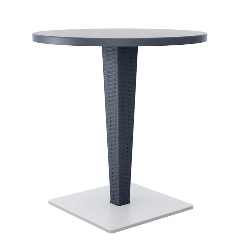 Riva Table de jardin ronde en résine tressée et plateau werzalit