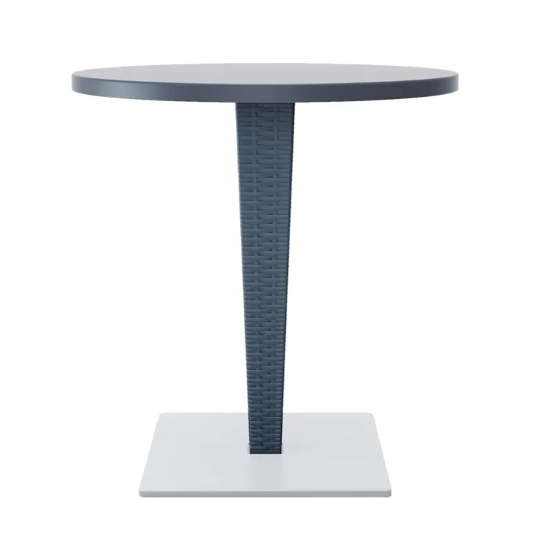 Riva Table de jardin ronde en résine tressée et plateau werzalit