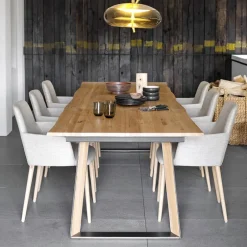 Rob C02 Mobitec® Fauteuil de salle à manger cocooning en tissu et pieds bois