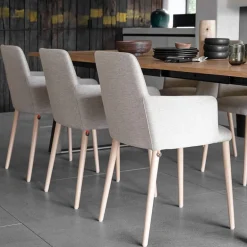 Rob C02 Mobitec® Fauteuil de salle à manger cocooning en tissu et pieds bois