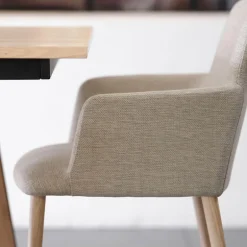 Rob C02 Mobitec® Fauteuil de salle à manger cocooning en tissu et pieds bois