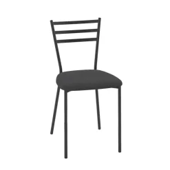 Romy Chaise de cuisine avec assise rembourrée en simili et dossier en métal