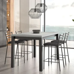 Romy Tabouret snack en tissu et dossier en métal