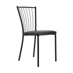 Roxane Chaise de cuisine noire en métal avec assise en simili rembourrée