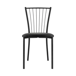 Roxane Chaise de cuisine noire en métal avec assise en simili rembourrée